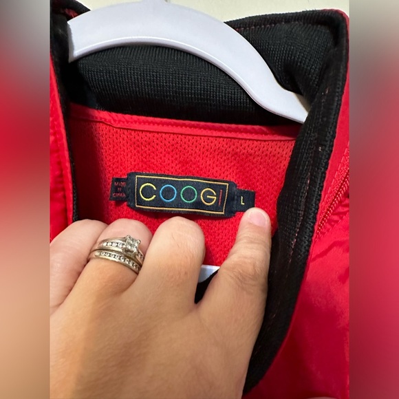 Coogi Bomber Jacket With Hood Size Large Red Vintage Retro Logo Embroidered - Picture 3 of 10